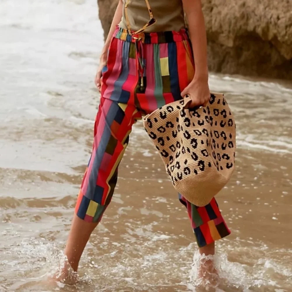 NWT Anthropologie & Farm Rio Colorful Benicia WideLeg Pants Drawstring 2x $148